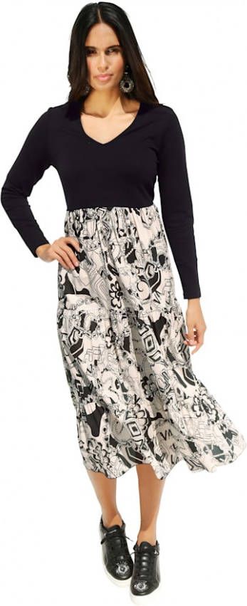 AMY VERMONT Jurk met grafische print Zwart/Beige
