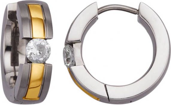 AMY VERMONT Klapcreolen met zirkonia's Grijs