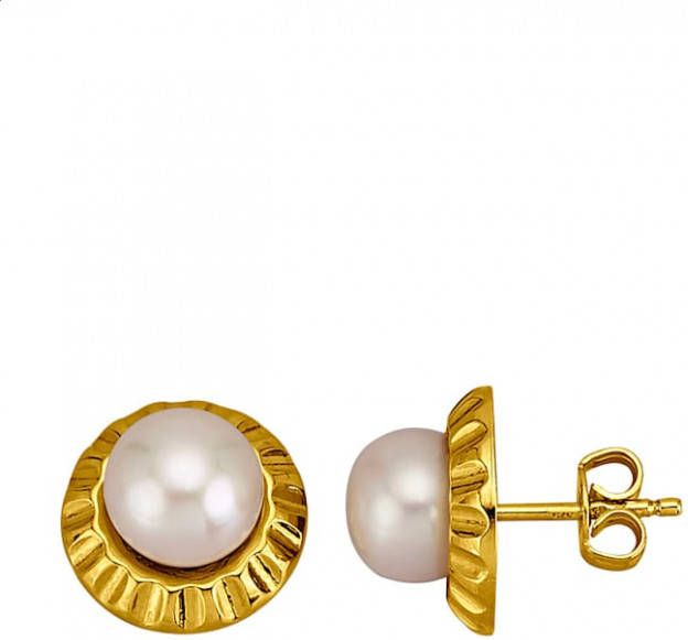 AMY VERMONT Oorstekers met cultivé zoetwaterparels Goudkleur