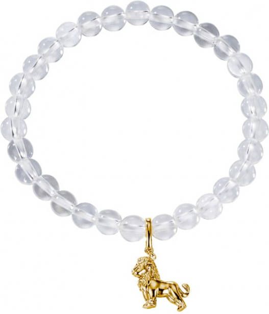 Diemer Farbstein Armband Geboortesteen Leeuw van bergkristalkralen Wit