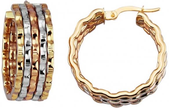 Diemer Gold Creolen van 14 kt. geel -, wit en roodgoud Multicolor