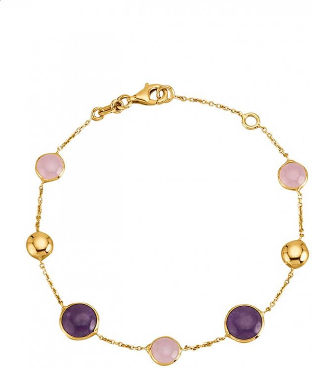 Diemer Farbstein Armband met amethist en pinkopaal Paars