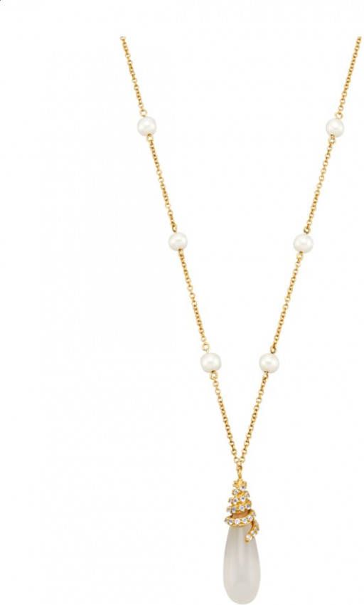 Diemer Farbstein Collier met agaat, wittopazen en cultivé zoetwaterparels Grijs