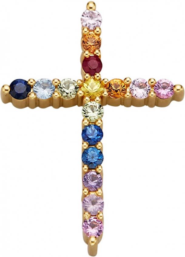 Diemer Farbstein Hanger Kruis met saffieren en robijnen Multicolor