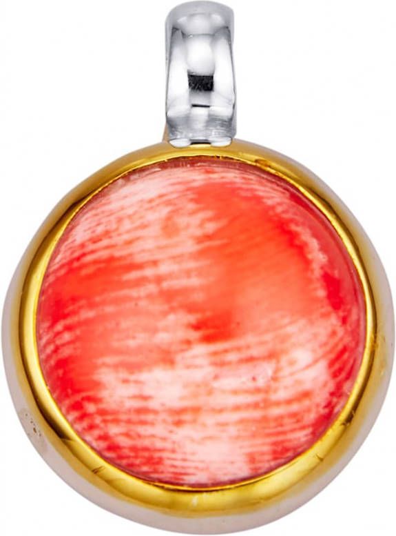 Diemer Farbstein Hanger met bamboekoraal cabochon Rood