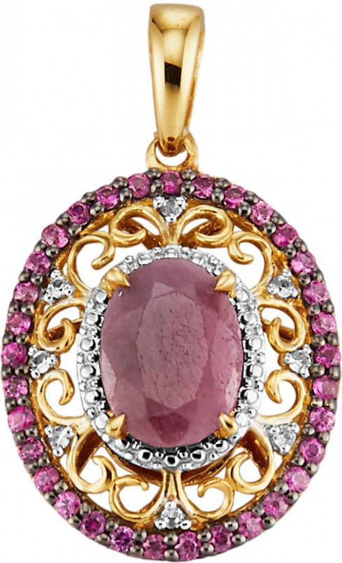 Diemer Farbstein Hanger met robijnen en saffieren Rood