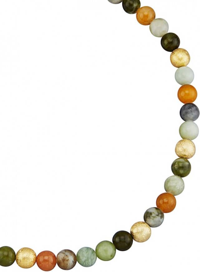 Diemer Ketting met jade van verguld zilver Multicolor