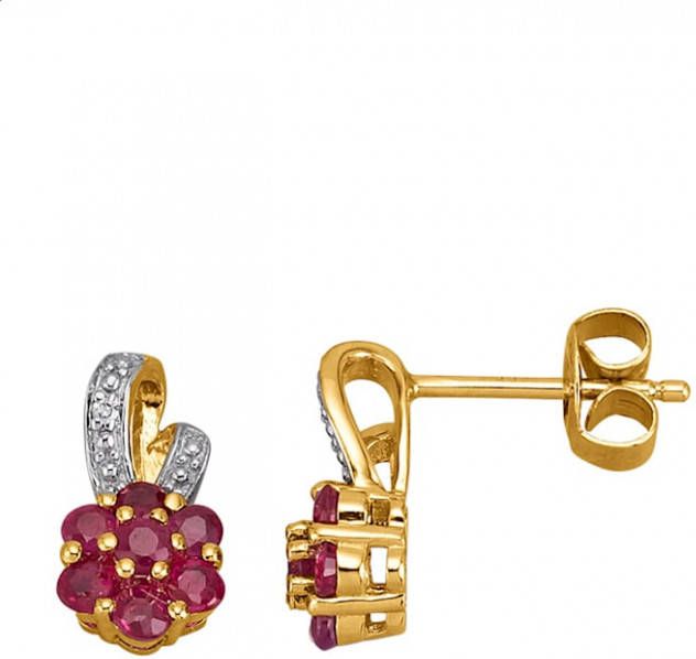 Diemer Farbstein Oorbellen met robijnen en diamanten Rood