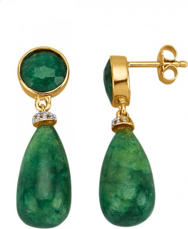 Diemer Farbstein Oorbellen met smaragden en witte topazen Groen