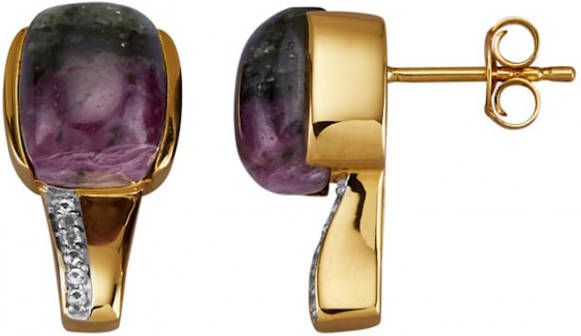 Diemer Farbstein Oorstekers met 2 robijn zoisieten en wittopazen Rood