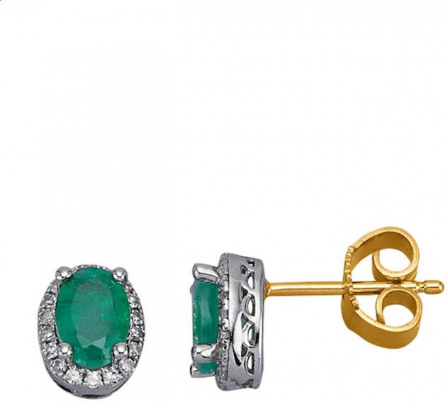 Diemer Farbstein Oorstekers met smaragden en diamanten Groen