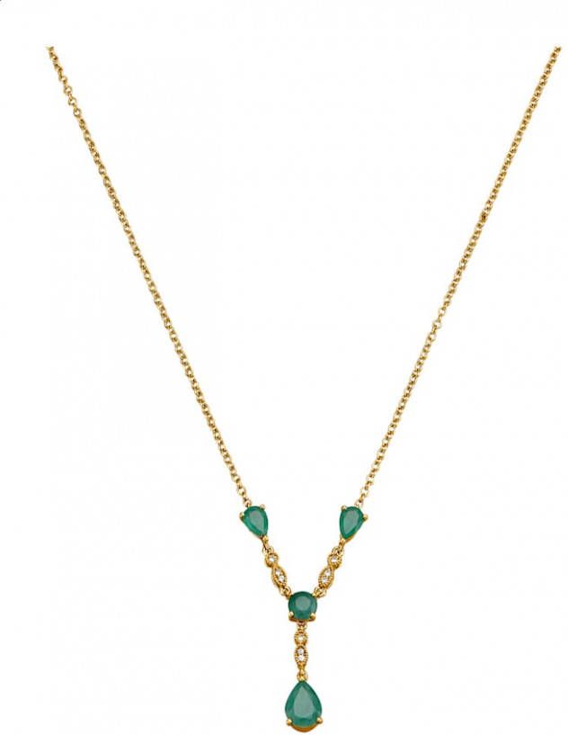 Diemer Farbstein Y collier met smaragden en saffieren Groen