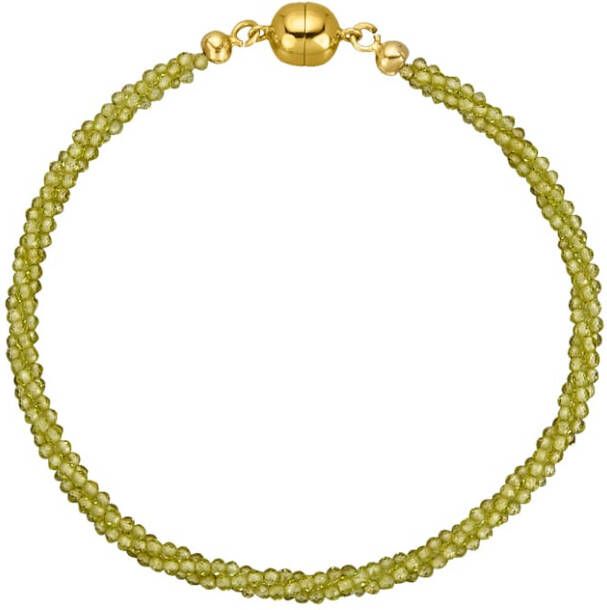 Gemondo 3 rijige armband met peridot, van echt zilver Goudkleur