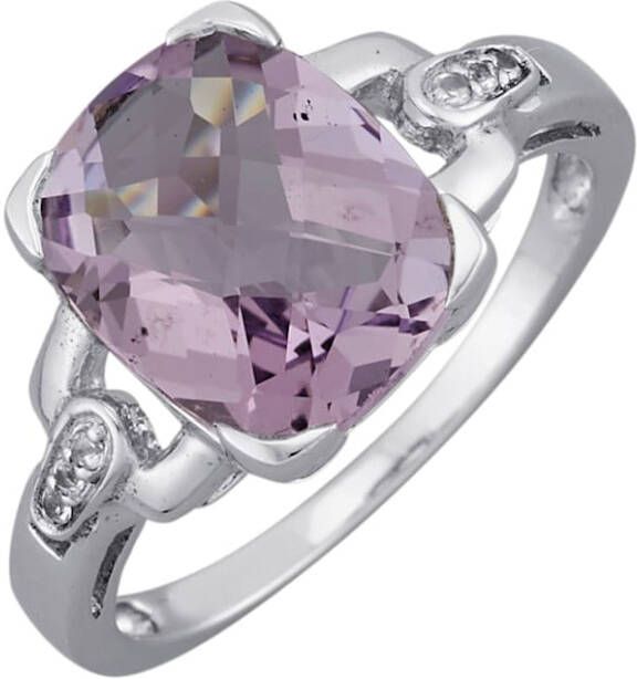 Gemondo Damesring met amethist en witte topazen Zilverkleur