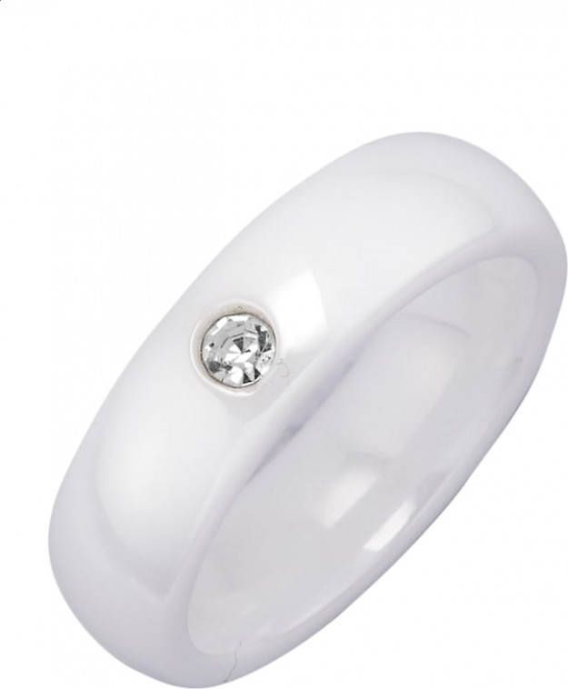 Jacques Lemans Damesring met witte kristal Wit