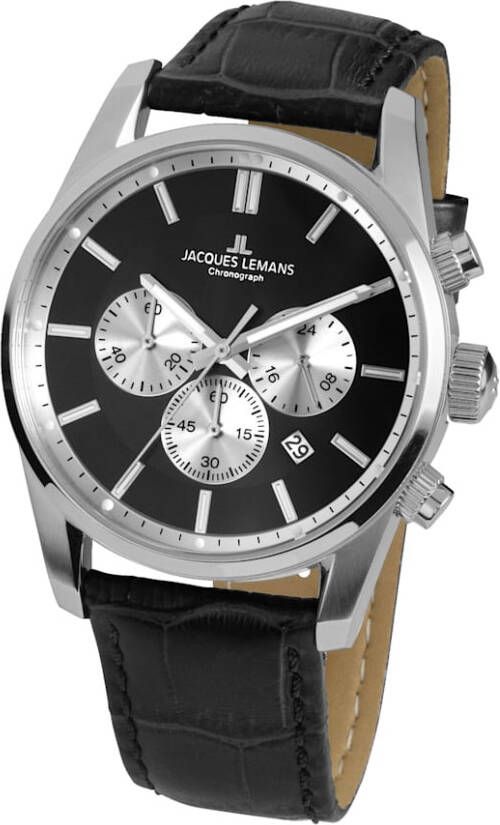 Jacques Lemans Herenchronograaf Serie Sport, collectie Classic 42 6.1A Zwart