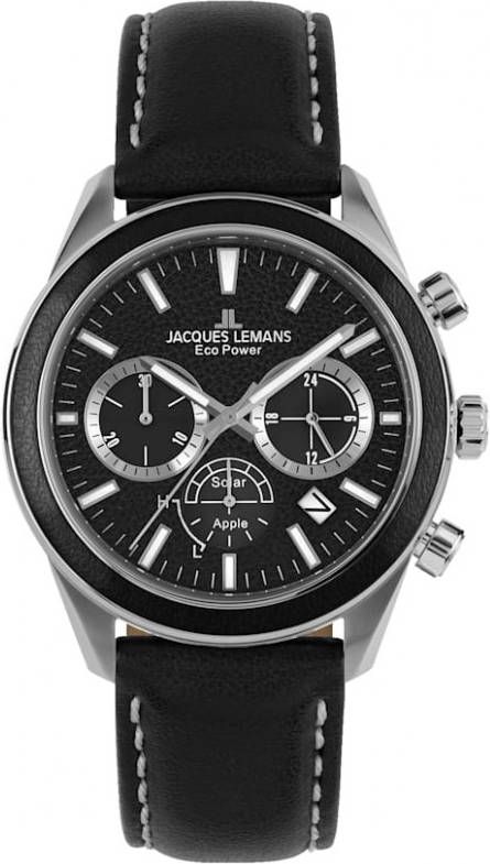 Jacques Lemans Herensolarchronograaf Serie Eco Power, Collectie Classic, 1 2115A Zwart