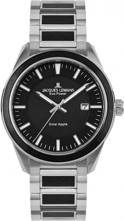 Jacques Lemans Solarherenhorloge Serie Eco Power, collectie Classic, 1 2116D Zwart