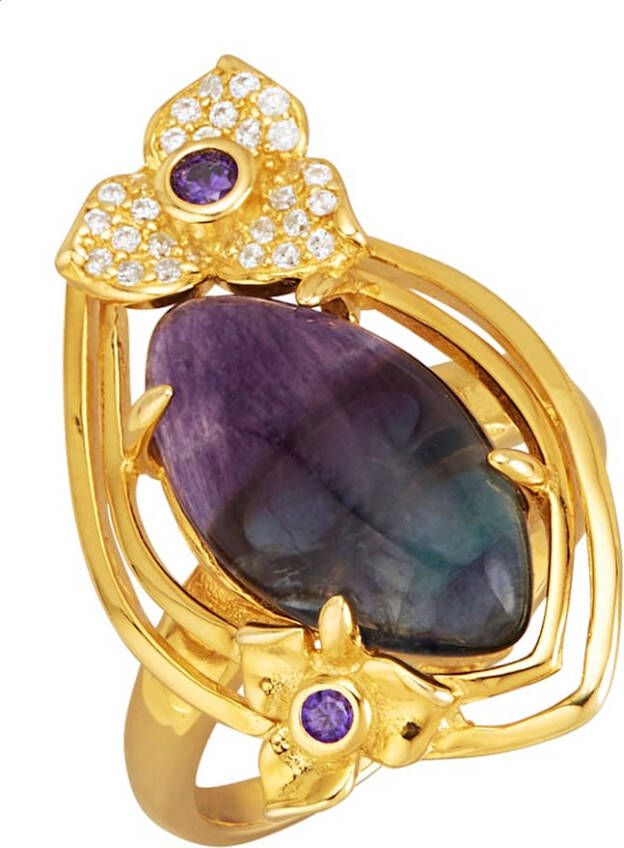 WENZ Damesring met edelstenen, echt zilver Goudkleur